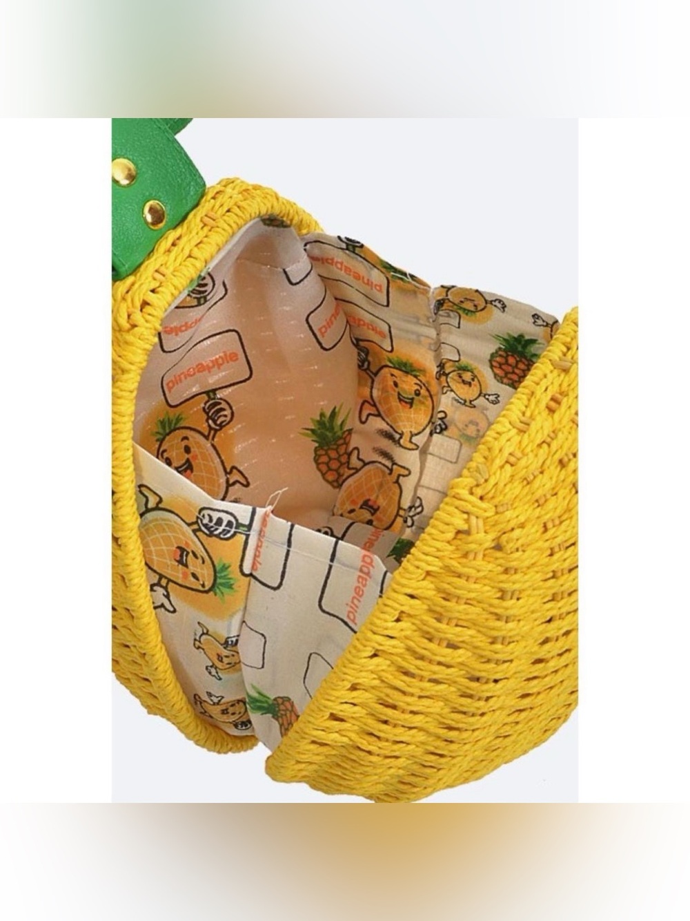 Pineapple Purse Woven Basket Convertible Shoulder Bag Clutch - Picture 3 of 4
